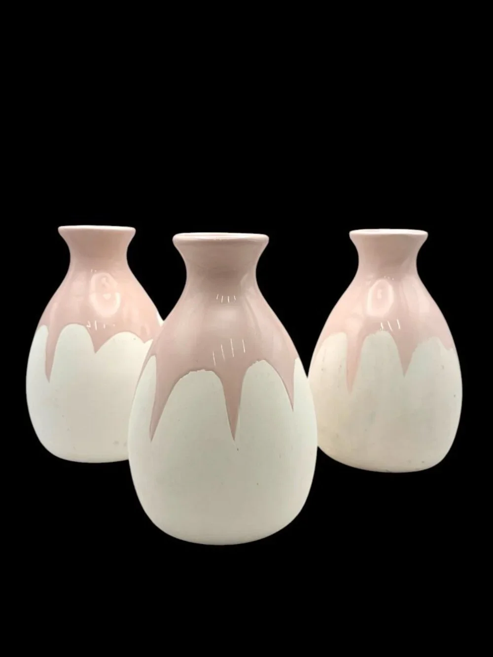Isaac Mizrahi Loves XO Sienna Pink & White Ceramic Bud Vase Set of 3 Modern